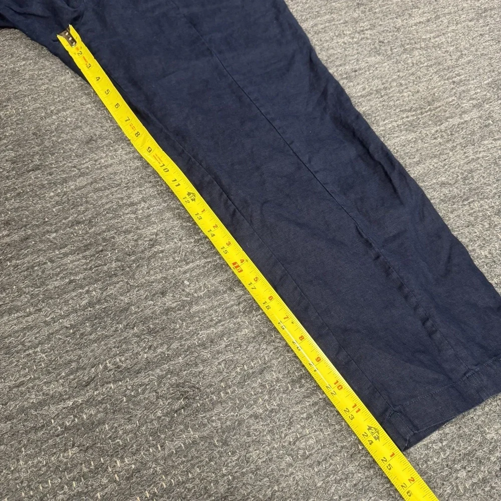 Quince 100% European Linen Tapered Ankle Pants Women Medium Navy Beach Boho
